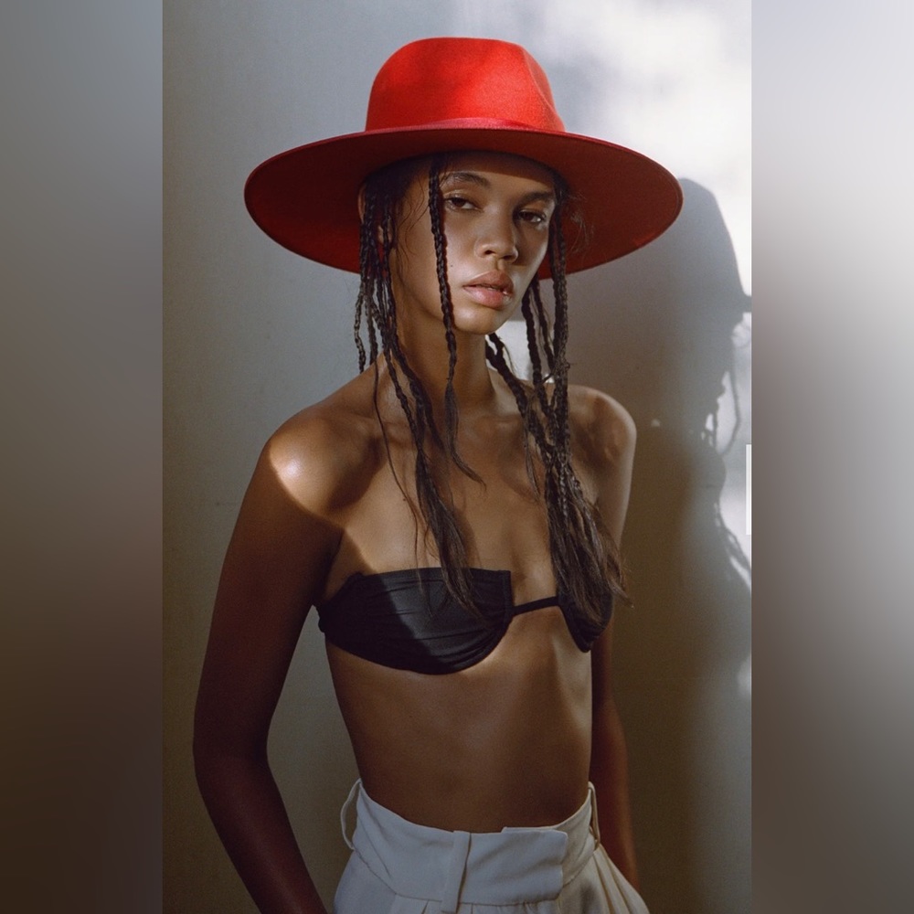 Lack of Color Ruby Rancher Red Wool Boho Sun Protection Fedora Hat - New